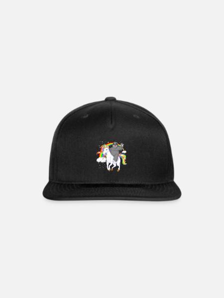 Sloth riding unicorn - Snapback Baseball Cap - black
