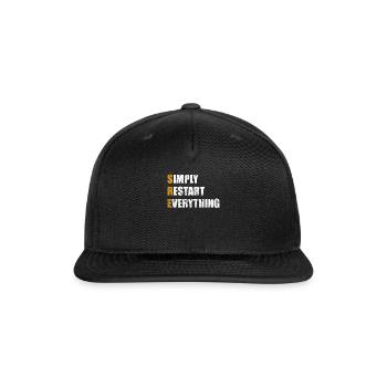 Simply restart everything funny SRE - Snapback Baseball Cap - black - Front