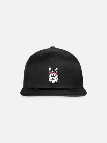 Retro Welsh Corgi Sunglasses - Snapback Baseball Cap - black