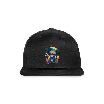 Adorable Bear with Sunglasses Art: Cool Whimsical - Snapback Baseball Cap - black - Front