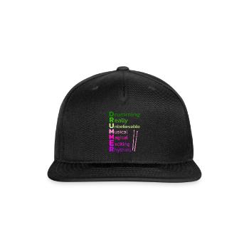 Drummer Drums Drumsticks Musician Outfit - Snapback Baseball Cap - black - Front