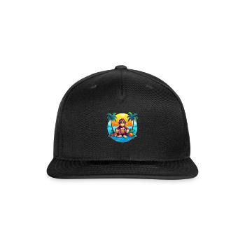 Beachside Monkey Adventure: Cool and Comfy Summer - Snapback Baseball Cap - black - Front