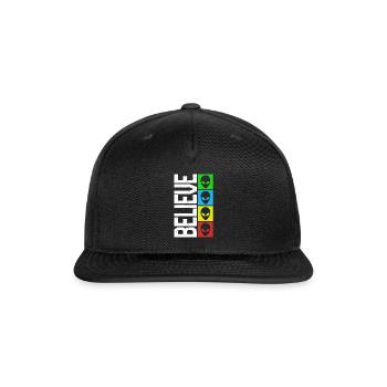 Alien Shirt, Believe Alien Design Tee, - Snapback Baseball Cap - black - Front
