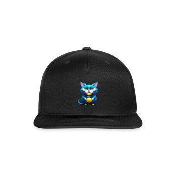 Cute cat funny blue cat - Snapback Baseball Cap - black - Front