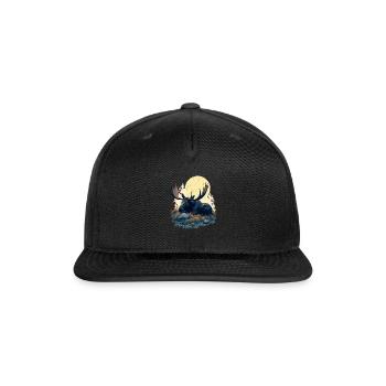 Sleepshirt Scandinavia Sleeping Moose Reindeer - Snapback Baseball Cap - black - Front