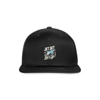 Jet Set Let's Go My First Plane Ride - Snapback Baseball Cap - black - Front