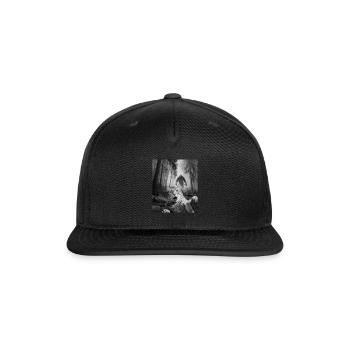 Funny Surprised Scared Cat Selfie With Sasquatsch - Snapback Baseball Cap - black - Front