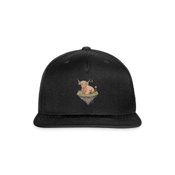 Whimsical Escapism: Highland Cow Dreamworld - Snapback Baseball Cap - black - Front