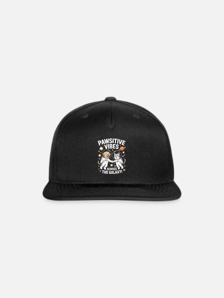 Pawsitive Vibes Dog & Cat Space Design - Snapback Baseball Cap - black