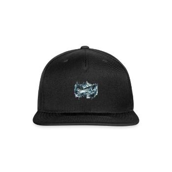 Scenic Winter Mountain Landscape with Pine Trees - Snapback Baseball Cap - black - Front