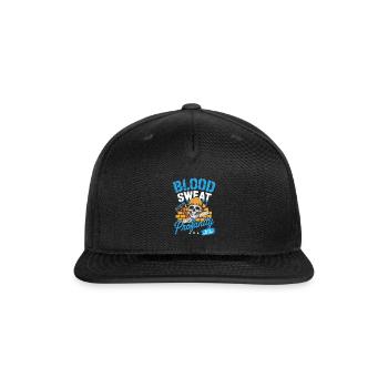 Blood Sweat Profanity Blue Collar Hard Work - Snapback Baseball Cap - black - Front