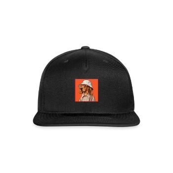 Dapper Dog in Bucket Hat - Snapback Baseball Cap - black - Front