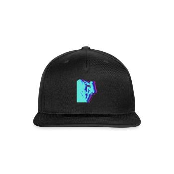 Glitch Art Rock Climber Silhouette - Snapback Baseball Cap - black - Front