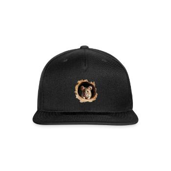 Get a Laugh with This Cute Mouse Hole Sticker - Snapback Baseball Cap - black - Front