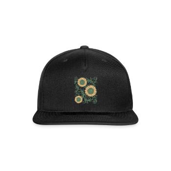 Baroque Aesthetic Sunflower Pattern Dark Academia - Snapback Baseball Cap - black - Front