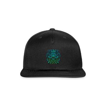 Blue Neon Oni Mask - Snapback Baseball Cap - black - Front