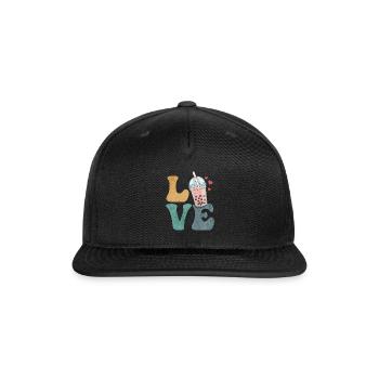 Boba Tea Bubble Tea Milk Tea - Snapback Baseball Cap - black - Front