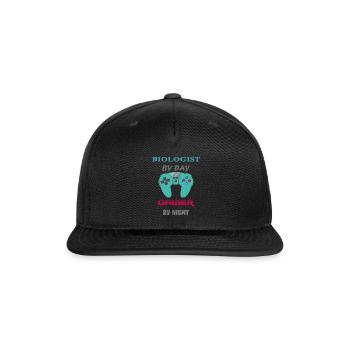 Biologist By Day Gaming By Night - Snapback Baseball Cap - black - Front