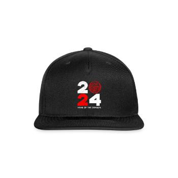 2024 Year of Dragon Chinese Party China Fan - Snapback Baseball Cap - black - Front