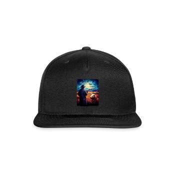 Hog Hunter Hog Hunting Starry Night Painting - Snapback Baseball Cap - black - Front