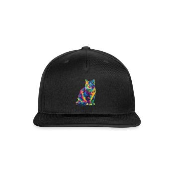 Tabby Cat Orange Cat Popart - Snapback Baseball Cap - black - Front