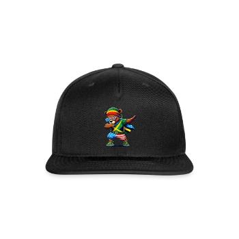 Half American Half Jamaican Teddy Bear Dabing Jama - Snapback Baseball Cap - black - Front