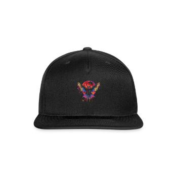Mothman Cryptozoology Cryptid Moon Popart - Snapback Baseball Cap - black - Front