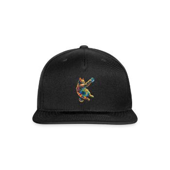Orange Cat Tabby Cat Earth Popart - Snapback Baseball Cap - black - Front