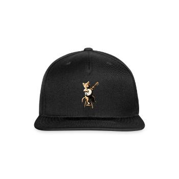 Orange Cat Tabby Cat Bluegrass Banjo Player - Snapback Baseball Cap - black - Front