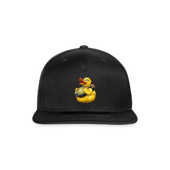 Rubber Duck Ducky Bluegrass Banjo Player - Snapback Baseball Cap - black - Front