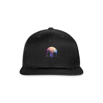 Crow Raven Howling Moon - Snapback Baseball Cap - black - Front