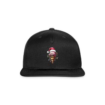 Ice Cream Cone Christmas Hat Xmas - Snapback Baseball Cap - black - Front