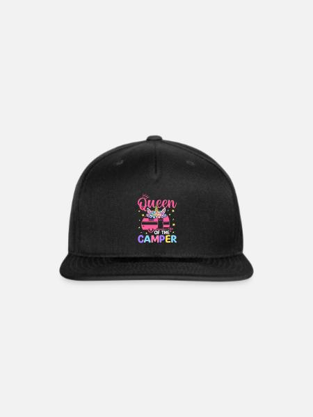 Queen Of The Camper Female Camper Camping Girl RV - Snapback Baseball Cap - black