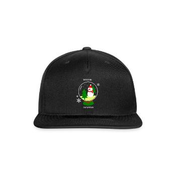Simple Winter Shirt – Minimalist Snowman design - Snapback Baseball Cap - black - Front