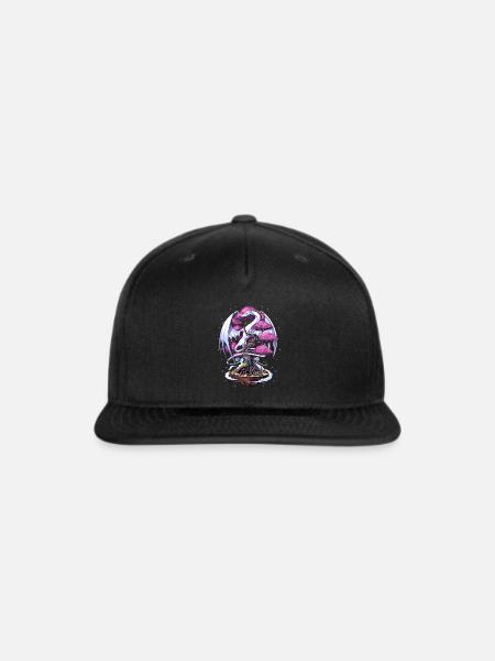 Cherry Blossom Dragon - Snapback Baseball Cap - black