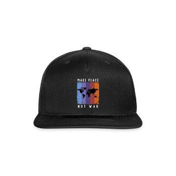 Make Peace Not War World Map - Snapback Baseball Cap - black - Front