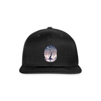 Moonlit Weeping Willow - Snapback Baseball Cap - black - Front