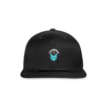 Neon Blue Cat Globe Emblem - Snapback Baseball Cap - black - Front