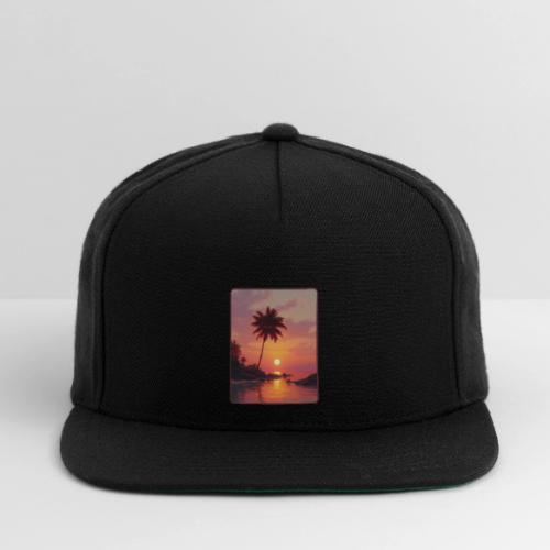 Tropical Beach Sunset Palm Design - Snapback Baseball Cap