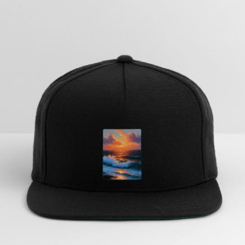 Sunset Storm Waves Oil Painting - Snapback Baseball Cap