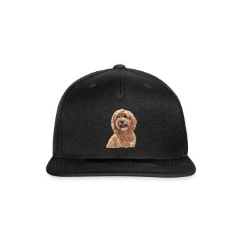 Fluffy Goldendoodle Portrait - Snapback Baseball Cap - black - Front