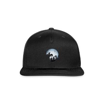 Dog, Mountain Pine Trees, Birds - Freedom - Snapback Baseball Cap - black - Front