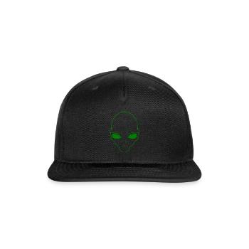 Alien Face, Minimalist Line art - Snapback Baseball Cap - black - Front