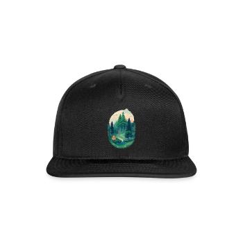 Pine trees Pine Tree Mountain Landscape t-shirt - Snapback Baseball Cap - black - Front