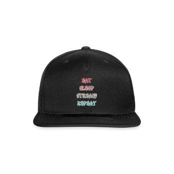 EAT SLEEP STREAM REPEAT - Snapback Baseball Cap - black - Front