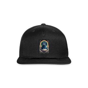 tarot card the alley blue cat rainbow sunglasses - Snapback Baseball Cap - black - Front