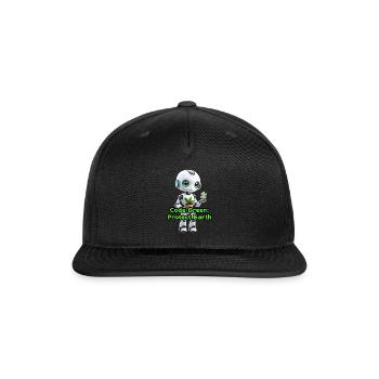 Adorable Robot Girl Holding a Plant – Eco Friendly - Snapback Baseball Cap - black - Front