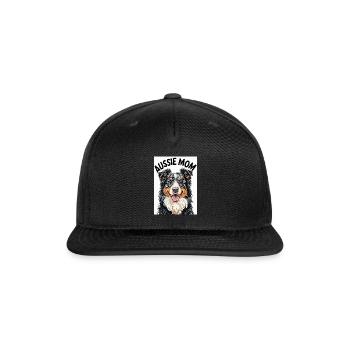 Aussie Mom – Cute Gift for Australian Shepherd  - Snapback Baseball Cap - black - Front