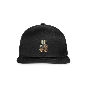 Night Shift Security Owl Pizza Lover Art - Snapback Baseball Cap - black - Front