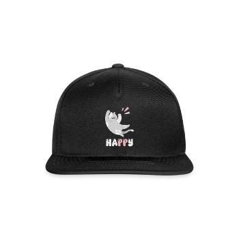 Playful Gray Cat Jumping Joy - Snapback Baseball Cap - black - Front